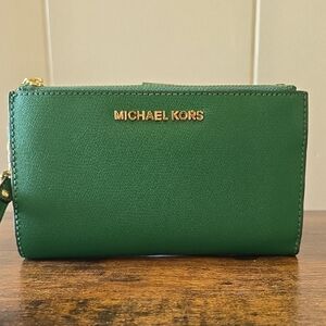 Michael Kors Emerald Green Wallet with Gold Accents